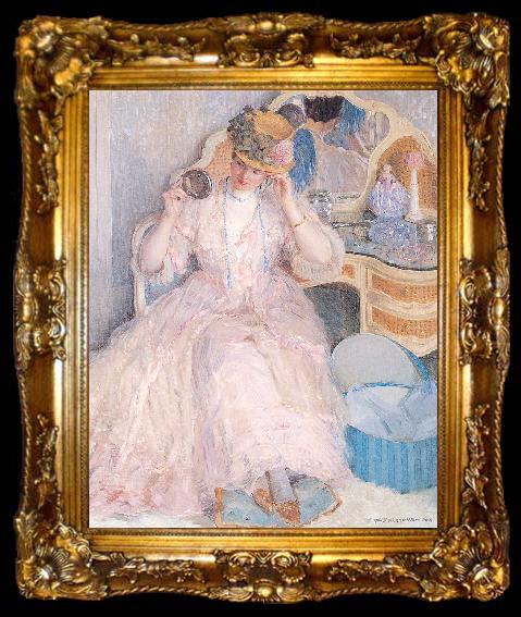 framed  Frieseke, Frederick Carl Lady Trying On a Hat, ta009-2